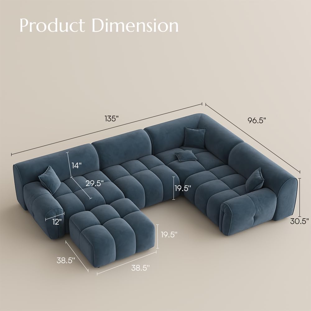 Oversized U-Shaped Sectional Sofa with Ottoman C2211