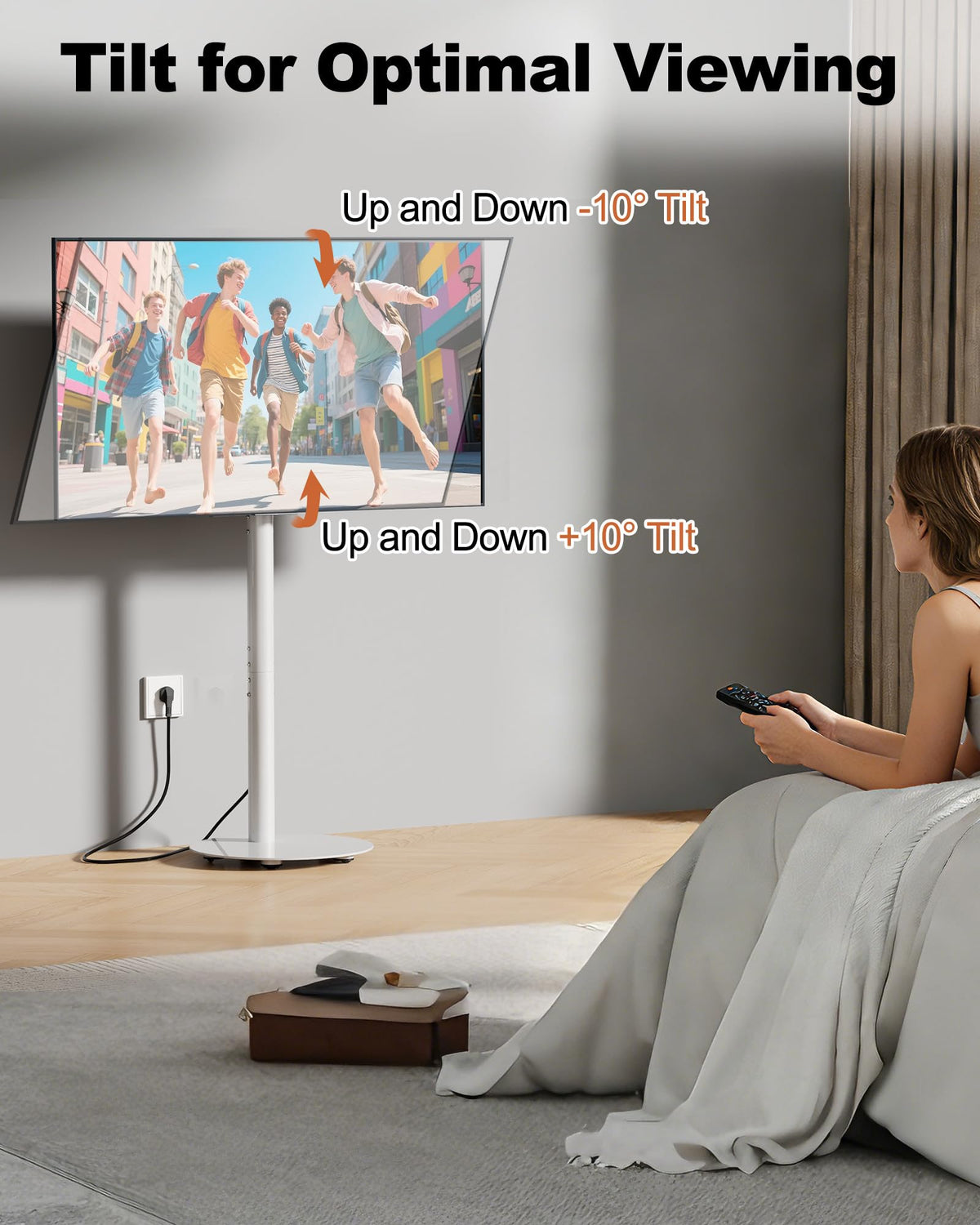 White Rolling TV Stand for 32-55 Inch TVs Y569