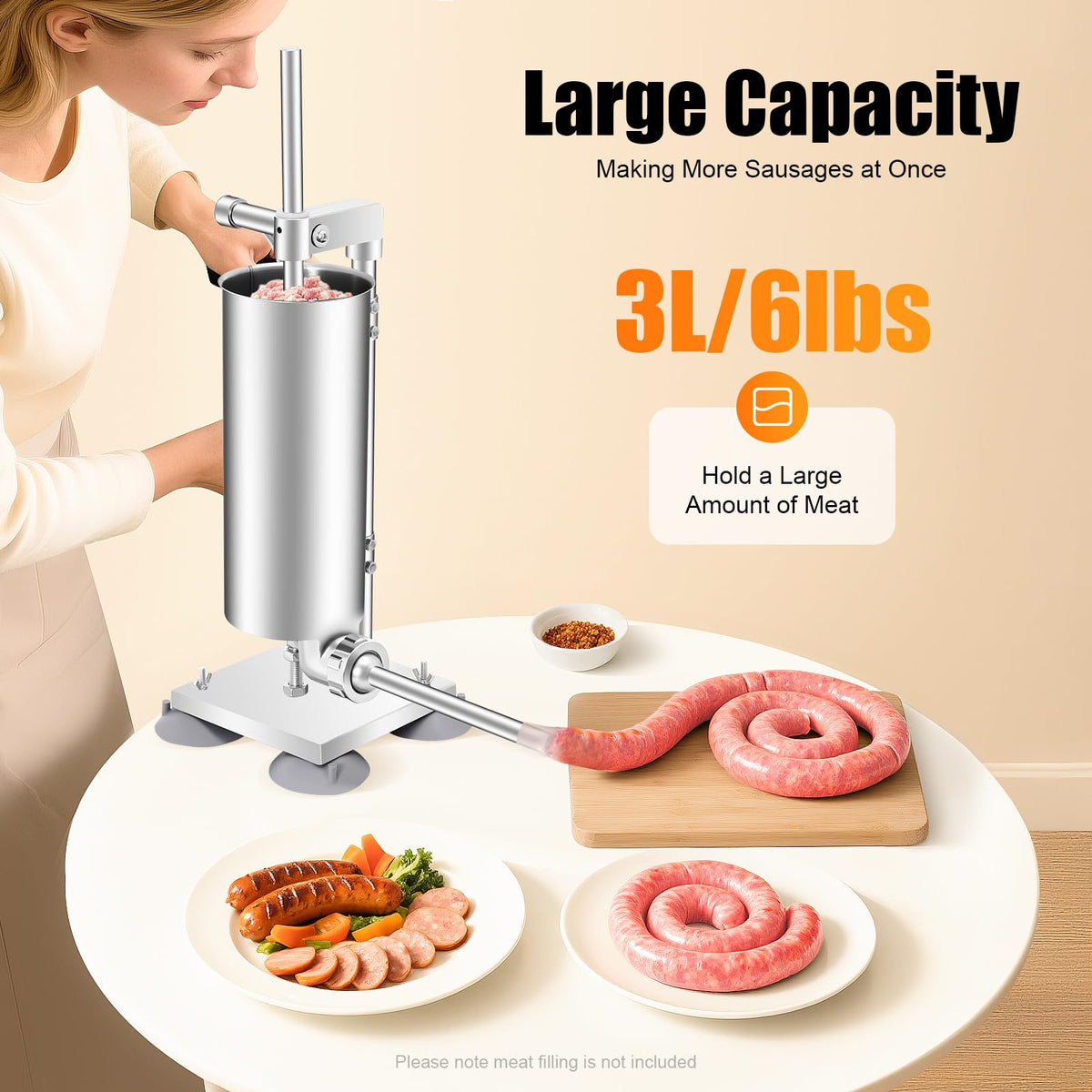 Manual Sausage Stuffer with 15 Stuffing Tubes Q49315