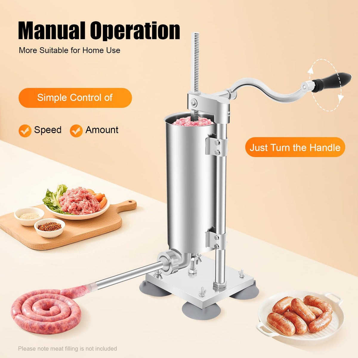 Manual Sausage Stuffer with 15 Stuffing Tubes Q49315