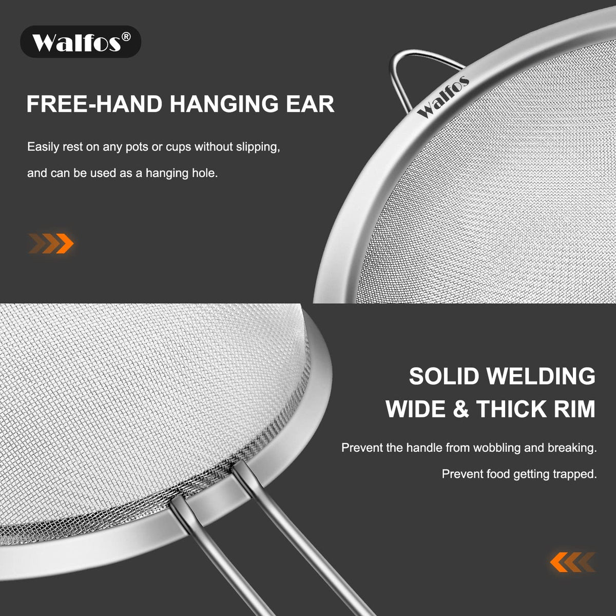 Large Fine Mesh Stainless Steel Strainer Set of 2 E661848