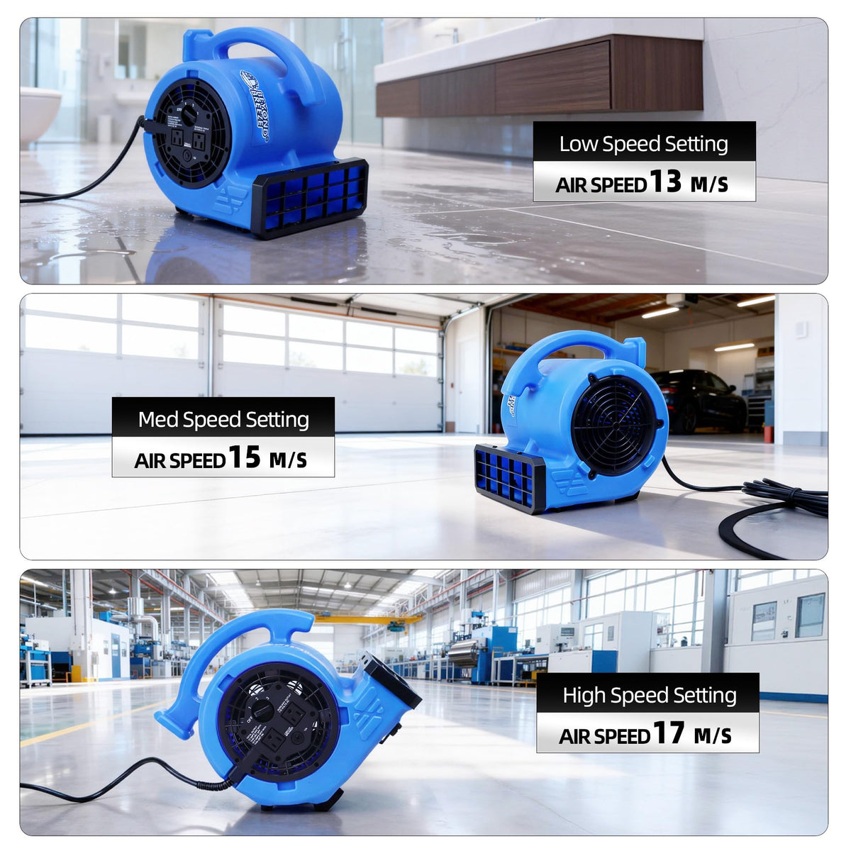 1/4 HP 1000 CFM 3 Speeds Air Mover Blower Fan U88789