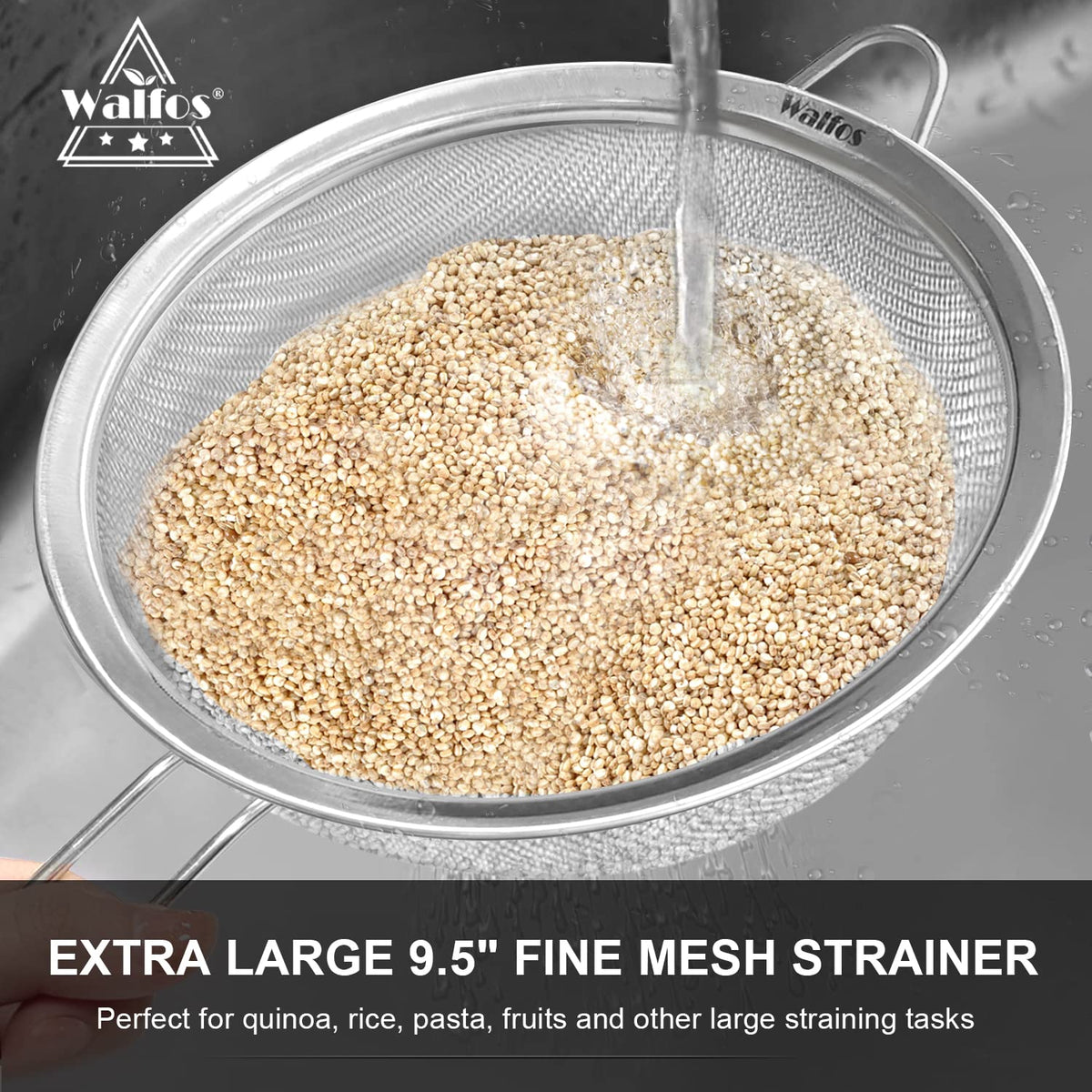 Large Fine Mesh Stainless Steel Strainer Set of 2 E661848