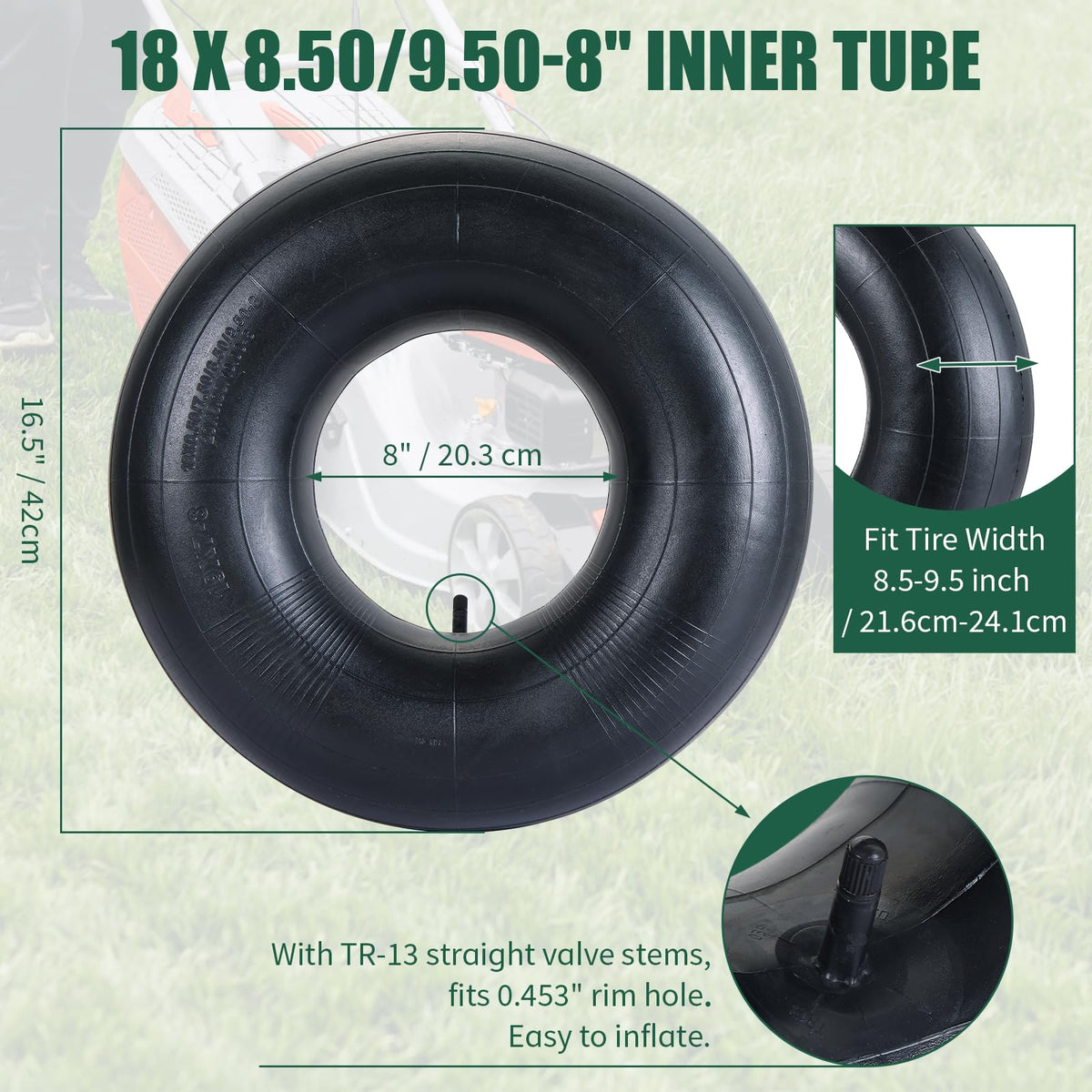 2Pcs 18X8.50/9.50-8 Inner Tubes with TR-13 Valve Stem U38292