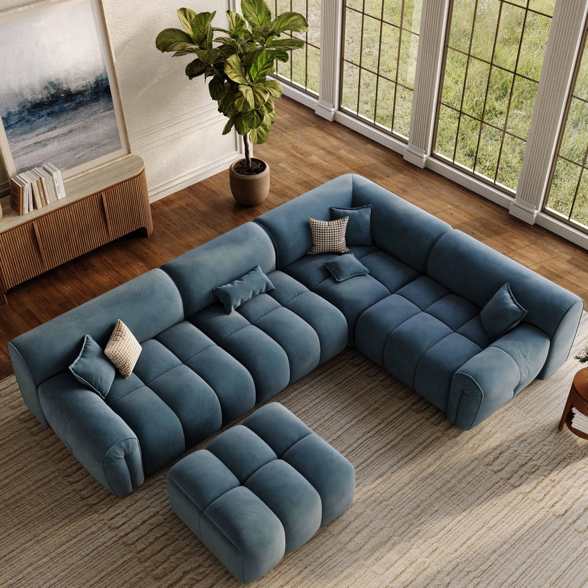 Oversized U-Shaped Sectional Sofa with Ottoman C2211
